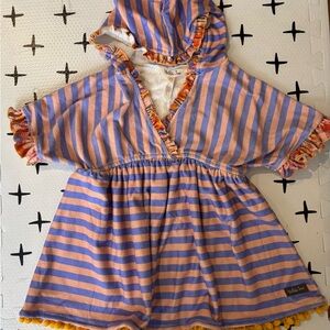 Matilda Jane Girls Purple and Peach Striped Hooded Swim Coverup